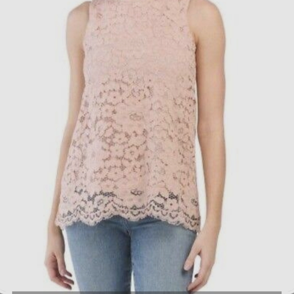 Rose & Olive Blush/Pink Lace Sleeveless Blouse